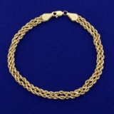 Double Rope Style Bracelet In 14k Yellow Gold