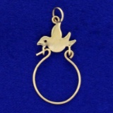 Bird Charm Holder Pendant In 14k Yellow Gold