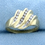 Diamond Wave Design Ring In 14k Yellow Gold