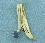 Modern Design Sapphire Slide Or Pendant In 14k Yellow Gold