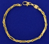 Italian Made Unique Designer Link Bracelet In 14k Yellow Gold