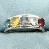 Multi-color Topaz Ring In 14k White Gold