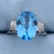 6ct Swiss Blue Topaz And Diamond Ring In 18k White Gold