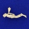 3-d Scuba Diver Charm Or Pendant In 14k Yellow Gold