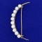Vintage Cultured Akoya Pearl Crescent Moon Pin In 14k Yellow Gold