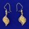 Diamond Cut Lace Design Dangle Earrings In 14k Yellow Gold