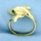 Emerald Eye Dolphin Porpoise Ring In 14k Yellow Gold
