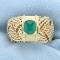1ct Emerald Aga Correa Designer Turk's Head 4 Strand Ring In 14k Yellow Gold