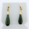 Jade Tear Drop Dangle Earrings In 14k Yellow Gold