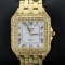 Gerard Petit Quartz Diamond Watch In Solid 14k Yellow Gold