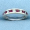 1/3ct Tw Ruby And Diamond Channel Set Stacking Band Ring In 14k White Gold