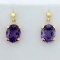 Vintage Purple Sapphire Dangle Drop Earrings In 14k Yellow Gold