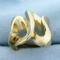 Modern Abstract Design Heavy Gold Ring In 14k Yellow Gold