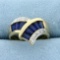 1.5ct Tw Natural Baguette Sapphire And Diamond Ring In 14k Yellow And White Gold