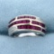 1.5ct Tw Ruby And Diamond Ring In 18k White Gold