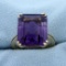 Art Deco Antique 10ct Solitaire Amethyst Ring In 14k Yellow Gold