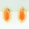Pink Coral Earrings In 14k Yellow Gold