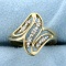 Swirl Abstract Design Diamond Ring In 10k Yellow Gold