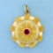 Vintage Heavy Hand Made Ruby Pendant Or Charm In 14k Yellow Gold