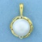 Large Mabe Pearl And Diamond Pendant In 18k Yellow Gold