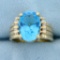 6.0ct Swiss Blue Topaz And Diamond Statement Ring In 14k Yellow Gold