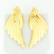 Large Wing Design Earrings In 14k Yellow Gold