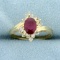 Vintage Over 1ct Natural Ruby And Diamond Ring In 14k Yellow Gold