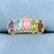 5 Stone Multi-colored Gemstone Ring In 10k Yellow Gold