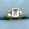 1.5ct Emerald Cut Aquamarine And Diamond Ring In 14k Yellow Gold