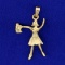 Vintage Cheerleader Charm Or Pendant In 14k Yellow Gold