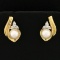 Akoya Pearl And Diamond Earrings In 14k Yellow Gold