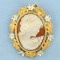 Intricate Two-tone Cameo Pin Or Pendant In 18k Yellow And White Gold
