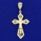 Diamond Cut Crucifix Pendant In 14k Yellow Gold