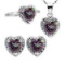 Heart Cut Mystic Topaz And Diamond Ring Earring And Necklace Set In Sterling Silver