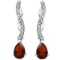 Pear Cut Garnet And Diamond Dangle Earrings In Sterling Silver
