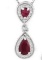 Pear Cut Ruby Dangle Drop Necklace In Sterling Silver