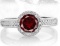 Garnet Halo Style Ring In Sterling Silver