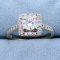1ct Tw Diamond Halo Style Engagement Ring In 14k White Gold