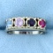 Multi Colored Gemstone Ring In 10k White Gold