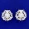 Vintage 10ct Tw Trillion, Round, And Baguette Diamond Earrings In 14k White Gold