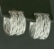 Wide Woven Style Hoop Earrings In 14k White Gold