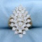 Vintage 3ct Tw Diamond Cluster Ring In 14k Yellow Gold