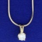 1/3ct Solitaire Diamond Pendant On 14k Gold Snake Chain