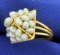 Vintage Pyramid Design Pearl Ring In 18k Yellow Gold
