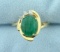 Large Cabochon Emerald And Diamond Ring In 14k Gold