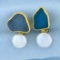 Signed Betsy Fuller Designer 18k Gold And Pearl Modernist Style Clip On Earrings