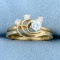 Unique Modern Design Diamond Ring In 14k Yellow Gold