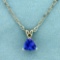 1.5ct Natural Tanzanite Pendant And Anchor Link Chain In 14k White Gold