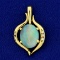 Black Opal And Diamond Pendant In 18k Yellow Gold