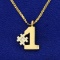 Italian Made Diamond #1 Pendant And S-link Chain In 14k Yellow Gold